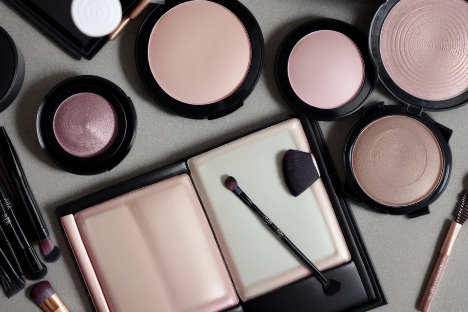 Pincel cargando sombra azul cerúleo para un maquillaje hollywood estilo vintage con delineado gráfico