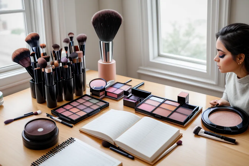 Brocha de maquillaje difuminando sombra café oscura para el contraste vintage del maquillaje de ojos estilo Loren