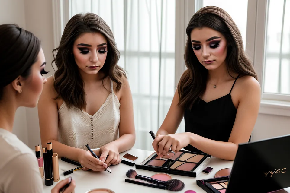 Pincel de detalle y paleta metálica usados en la técnica de maquillaje editorial de villana de Hollywood