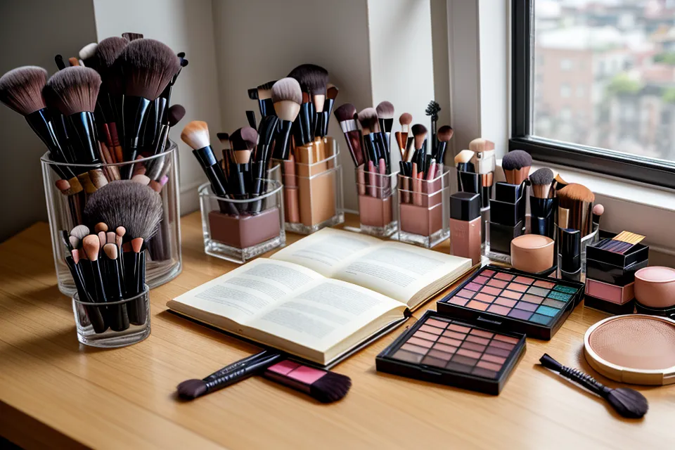 Paleta de sombras neutras junto a base de maquillaje para practicar la técnica editorial estilo Hollywood en casa
