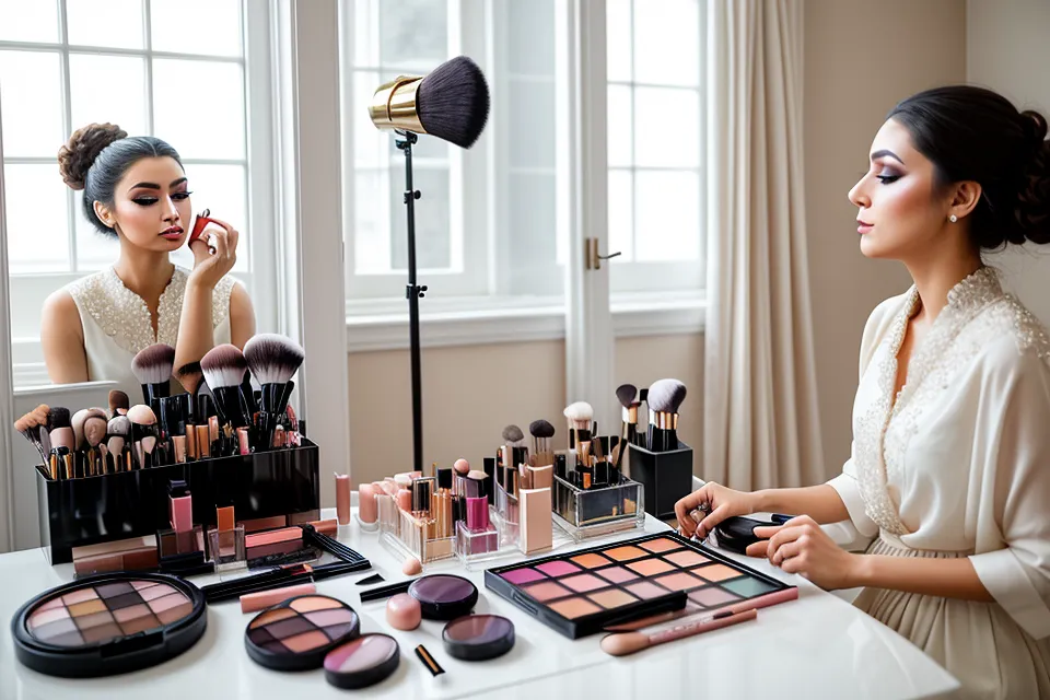Maquillaje editorial con perlas aplicadas en el rostro para fotografía artística