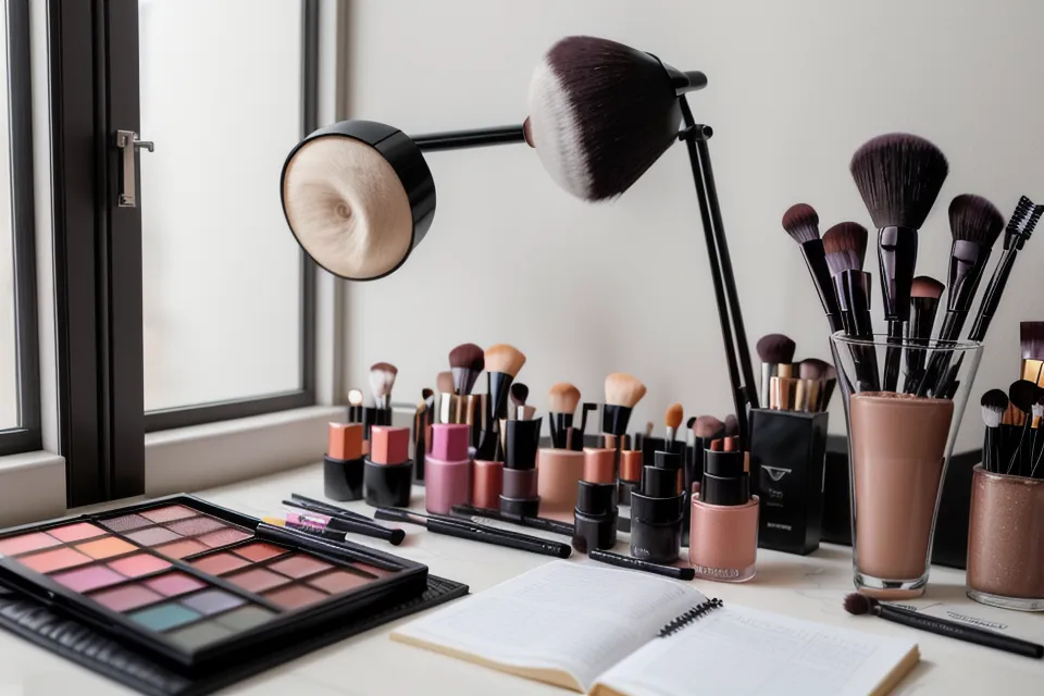 Paleta de sombras con textura usada bajo luz de ventana, técnicas editoriales de maquillaje vintage
