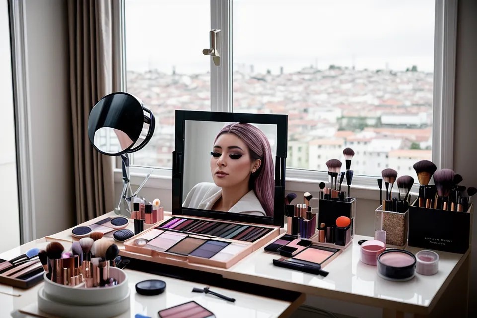 Primer plano de la zona de la ojera con corrector naranja aplicado antes de la base, corrección de color pensada para fotos.